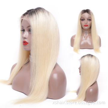 100% Human Hair 1b 613 13*6 Frontal Straight Human Hair Wig,  1b 613 Frontal Lace Front Wig Human Hair